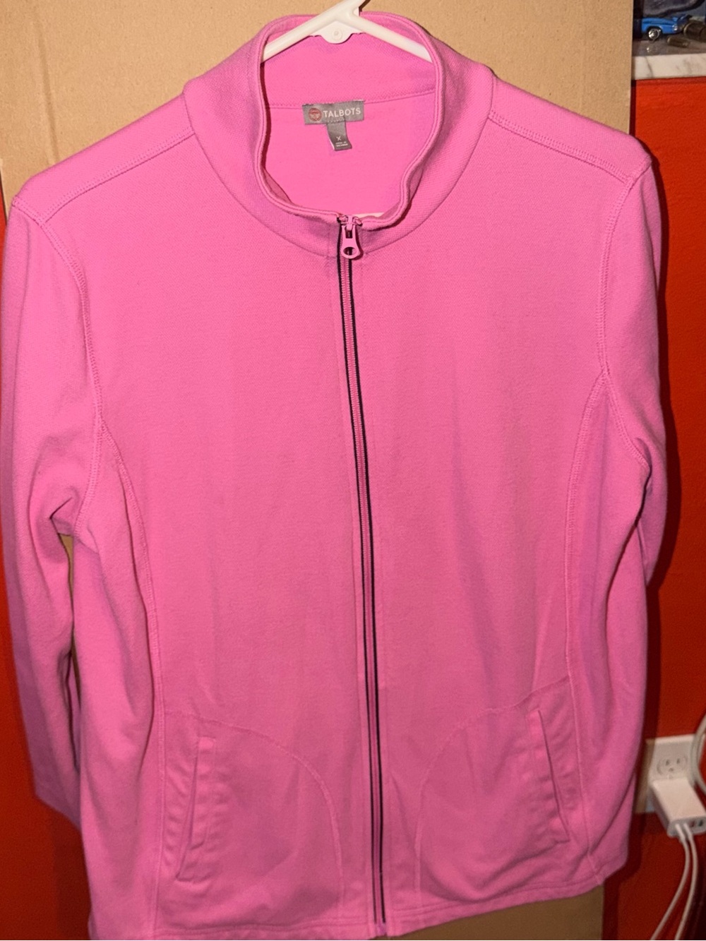 Talbots Bright Pink Lightweight Full-Zip Bomber Jacket